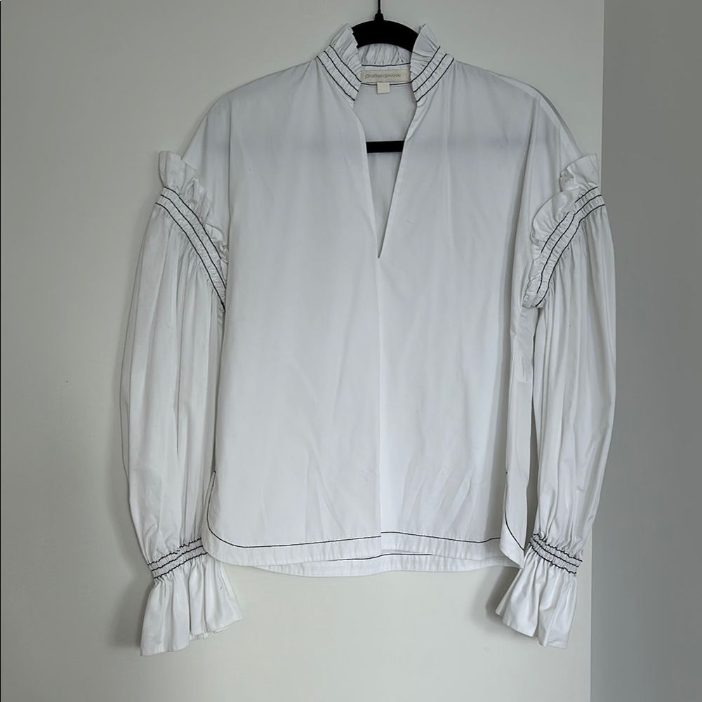Jonathan Simkhai White Ruffled Top